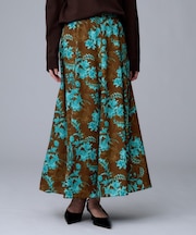 【ウエストゴム/ロング/花柄】オーナメントフラワー スカート