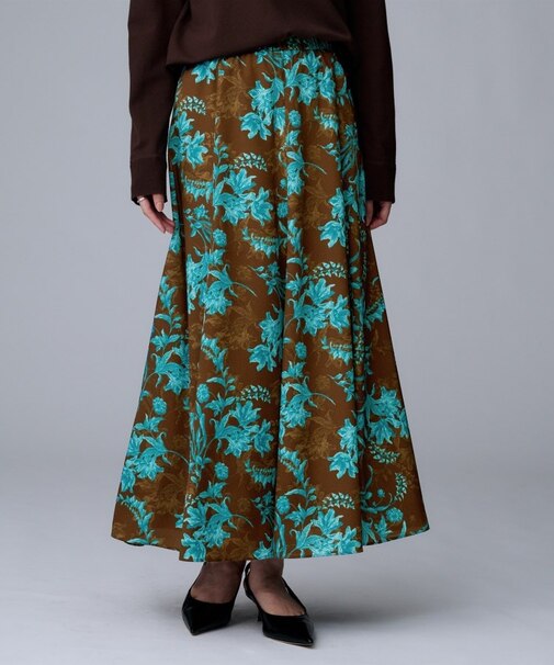 【ウエストゴム/ロング/花柄】オーナメントフラワー スカート