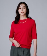 【アンサンブル可/六分袖/洗える】ウールシルクニット
