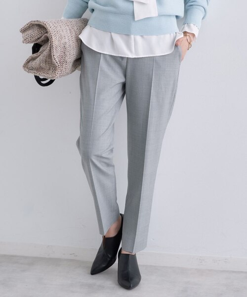 ■新品 DAMA collection ウール混フラノ シガレットパンツ セール】 ライトフラノストレッチ シガレットパンツ