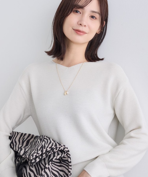 Alexander wangリブニットセーター vネックウールロゴ刻印ネックレス Alexander wangリブニットセーター vネックウールロゴ刻印ネックレス