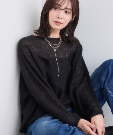 【キッドモヘヤ素材】ラウンドヘムニット