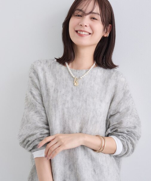 【キッドモヘヤ素材】ラウンドヘムニット