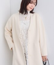【秋／軽羽織り】ノーカラーミドル丈ライトコート
