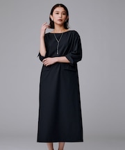 【洗える/ストレッチ素材/通勤】スーツライク ストライプワンピース