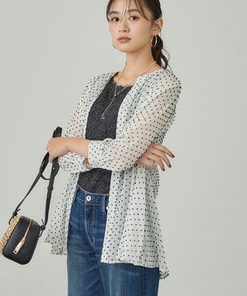 シアードット切り替えブラウス