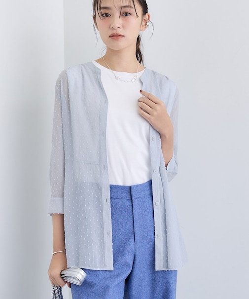 シアードット切り替えブラウス