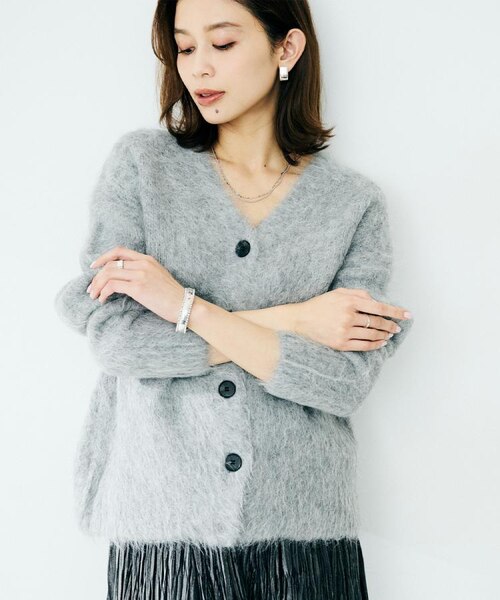 noble アルパカ混シャギーショートカーディガン グレー ほぼ新品未使用
