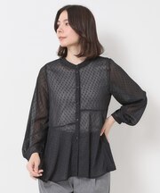 ドットペプラムブラウス