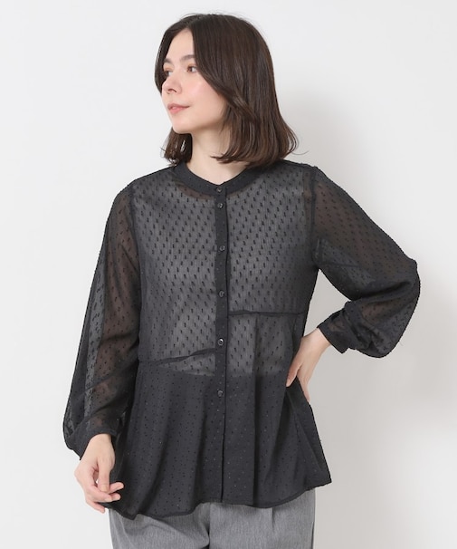ドットペプラムブラウス