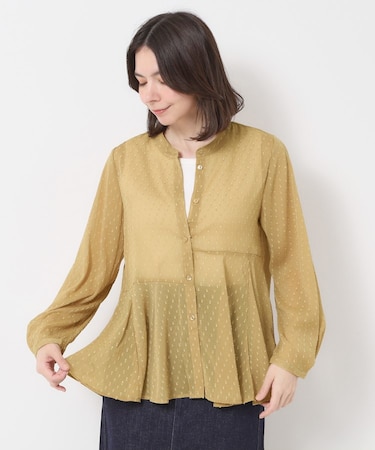 ドットペプラムブラウス