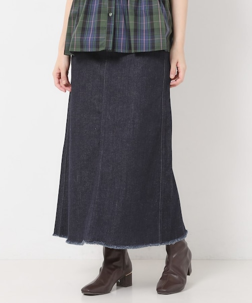 Aラインフリンジデニムスカート