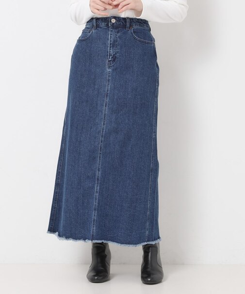 Aラインフリンジデニムスカート