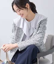 【セレモニー／洗える】ミックスツイードライトジャケット