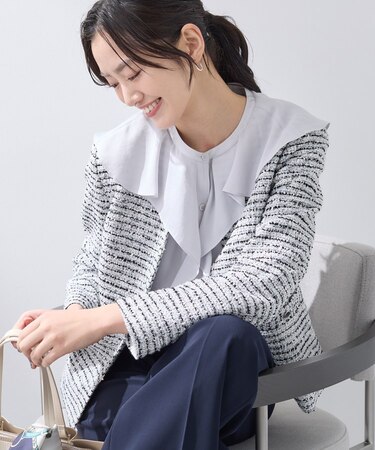 【セレモニー／洗える】ミックスツイードライトジャケット