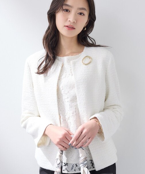 【セレモニー／洗える】ミックスツイードライトジャケット