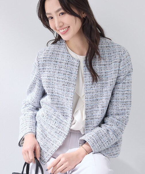 【セレモニー/洗える】ミックスツイードライトジャケット