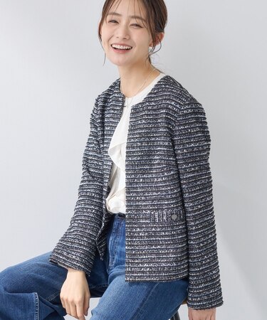 【セレモニー/洗える】ミックスツイードライトジャケット