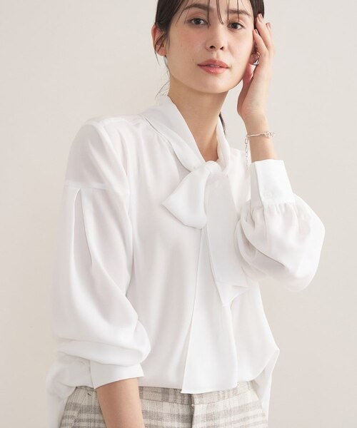 セレモニー／洗える】ジョーゼットボウタイブラウス｜ワールド