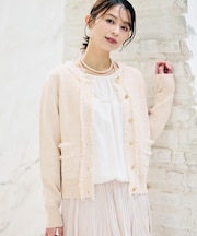 【洗える/ジャケット風】ツイードニットカーディガン