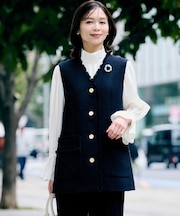 【オンオフ使える】スラブツイード ジレ