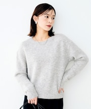 ヘアリークルーネックニット