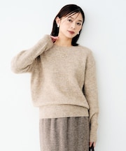 ヘアリークルーネックニット