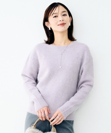 ヘアリークルーネックニット