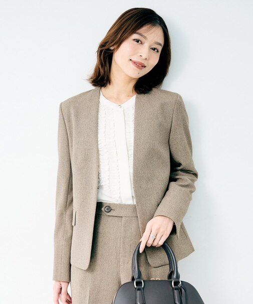 杢調ノーカラージャケット