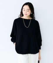 ウールシルクカシミヤボートネックニット