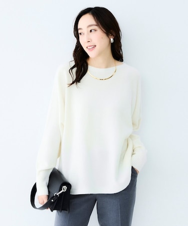 ウールシルクカシミヤボートネックニット