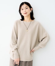 ウールシルクカシミヤボートネックニット