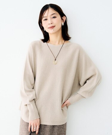ウールシルクカシミヤボートネックニット