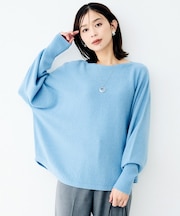 ウールシルクカシミヤボートネックニット