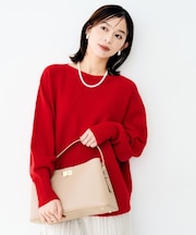 ウールシルクカシミヤボートネックニット