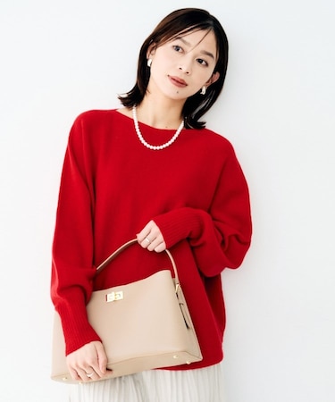 ウールシルクカシミヤボートネックニット