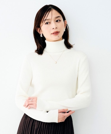 リブタートルネックニット