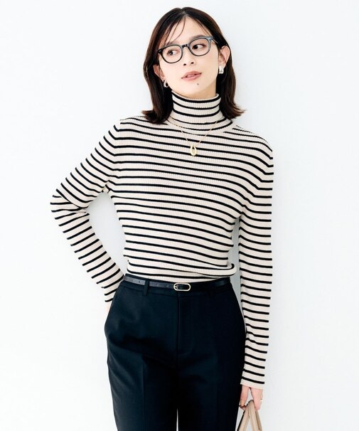 リブタートルネックニット