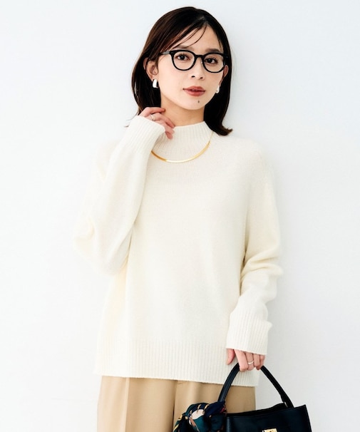 ウールシルクカシミヤボトルネックニット