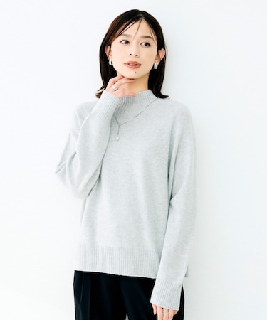 ウールシルクカシミヤボトルネックニット