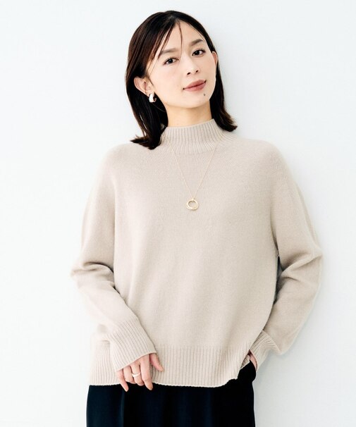 ウールシルクカシミヤボトルネックニット