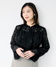 シアーカットジャガードブラウス