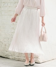 【ウエストゴム/洗える/シアー】シャイニープリーツスカート