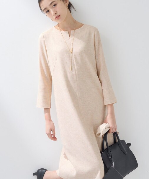 【軽量／セレモニー／SETUP可能】ストレッチツイードAラインワンピース