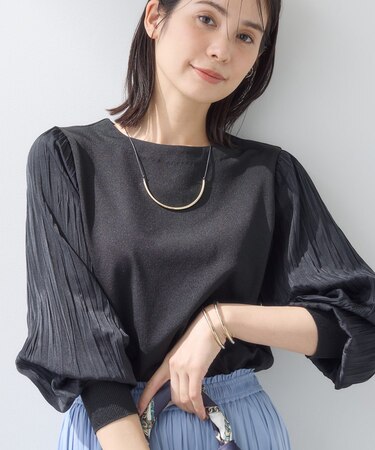 【洗える／華やか】袖プリーツニット