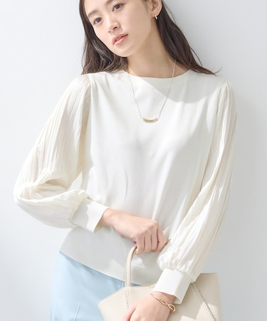 【洗える／華やか】袖プリーツニット