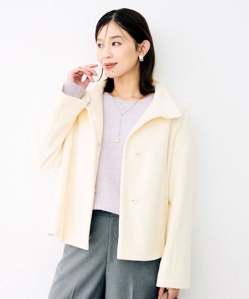 スタンドカラーショートコート