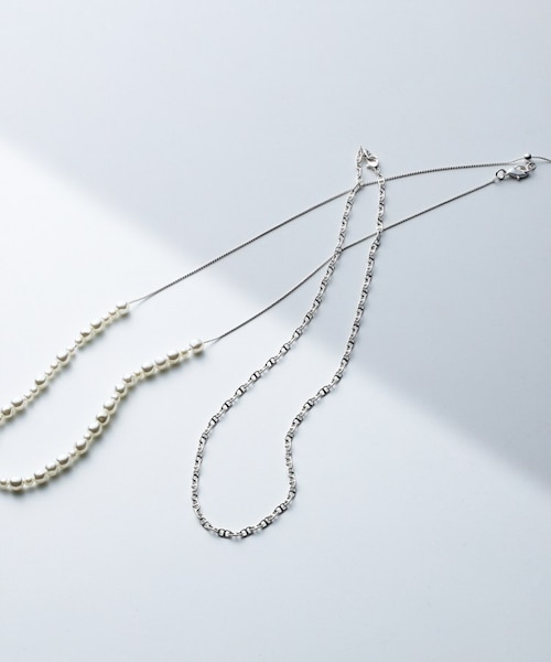 ネックレス等パーツセット☆2 2WAY／2連セット】パール調＆チェーンミックスネックレス｜ワールド