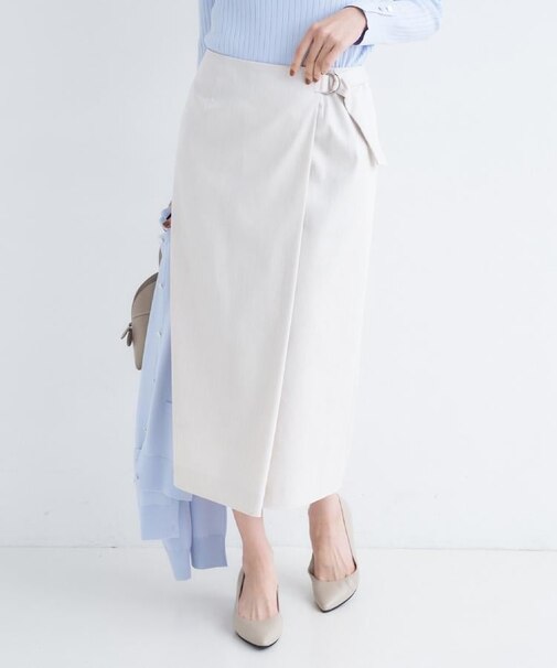 【洗える/後ろウエストゴム】デニム調シャンブレーナロースカート