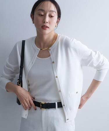 【アンサンブル可/洗える】クルーネックニットカーディガン